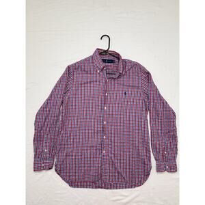 Polo Ralph Lauren Oxford Plaid Button Down Shirt Mens Sz Lg Classic Preppy Red